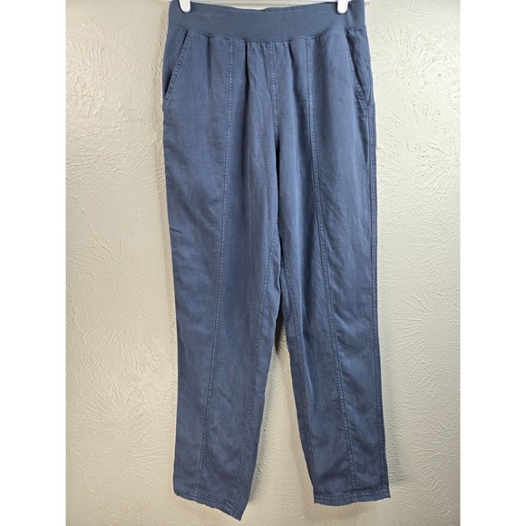 Faherty Pants - Faherty Linen Blend Tapered Leg Pants S Navy Blue Lightweight Relaxed Fit Pullon